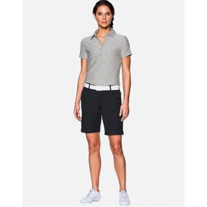 Under Armour Women's Fitted Shorts Size 4 HeatGear Black Flat Front Pockets Golf